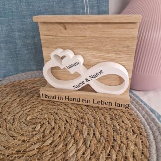 Deko Holzaufsteller personalisierbar "Hand in Hand"